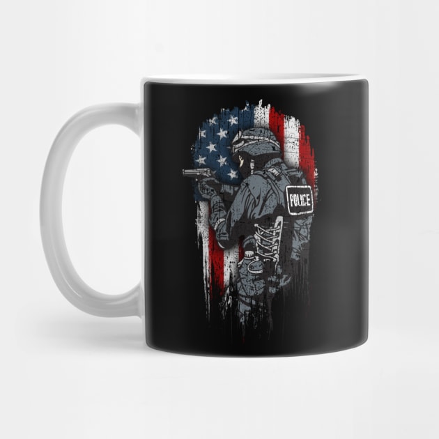 Police American Flag SWAT Cop Law Enforcement by RadStar